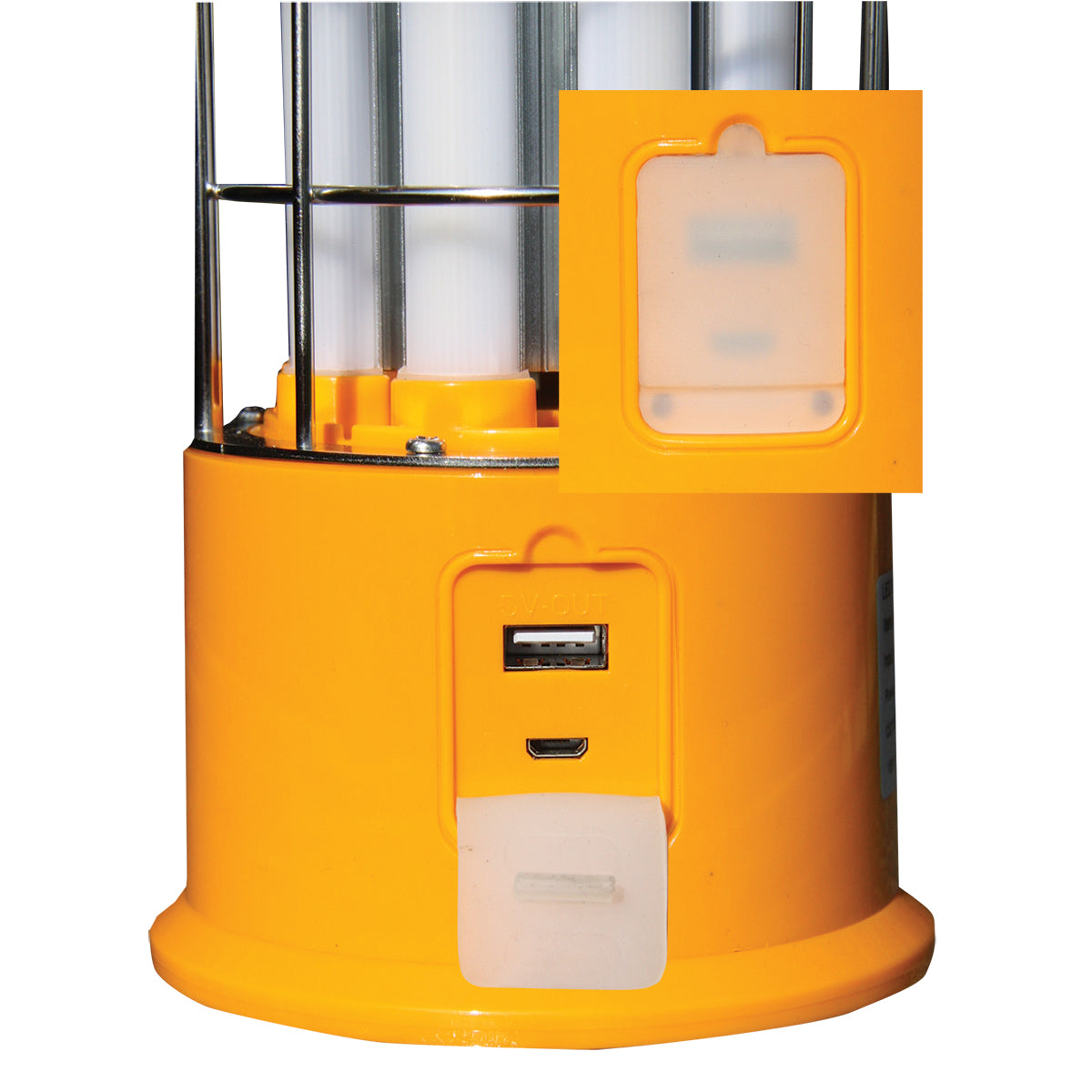 Yellow lantern with USB port on a white background