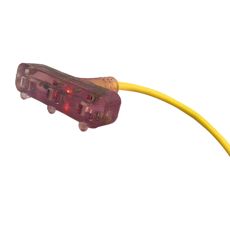 12/3 SJTW Yellow Lighted Triple Tap Extension Cords