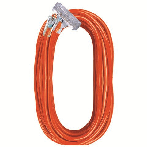 14/3 SJTW Orange and Black Lighted Triple Tap Extension Cords