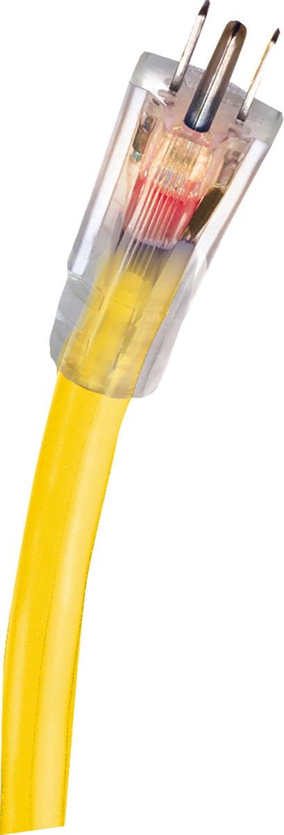 12/3 SJTW Yellow Lighted Triple Tap Extension Cords