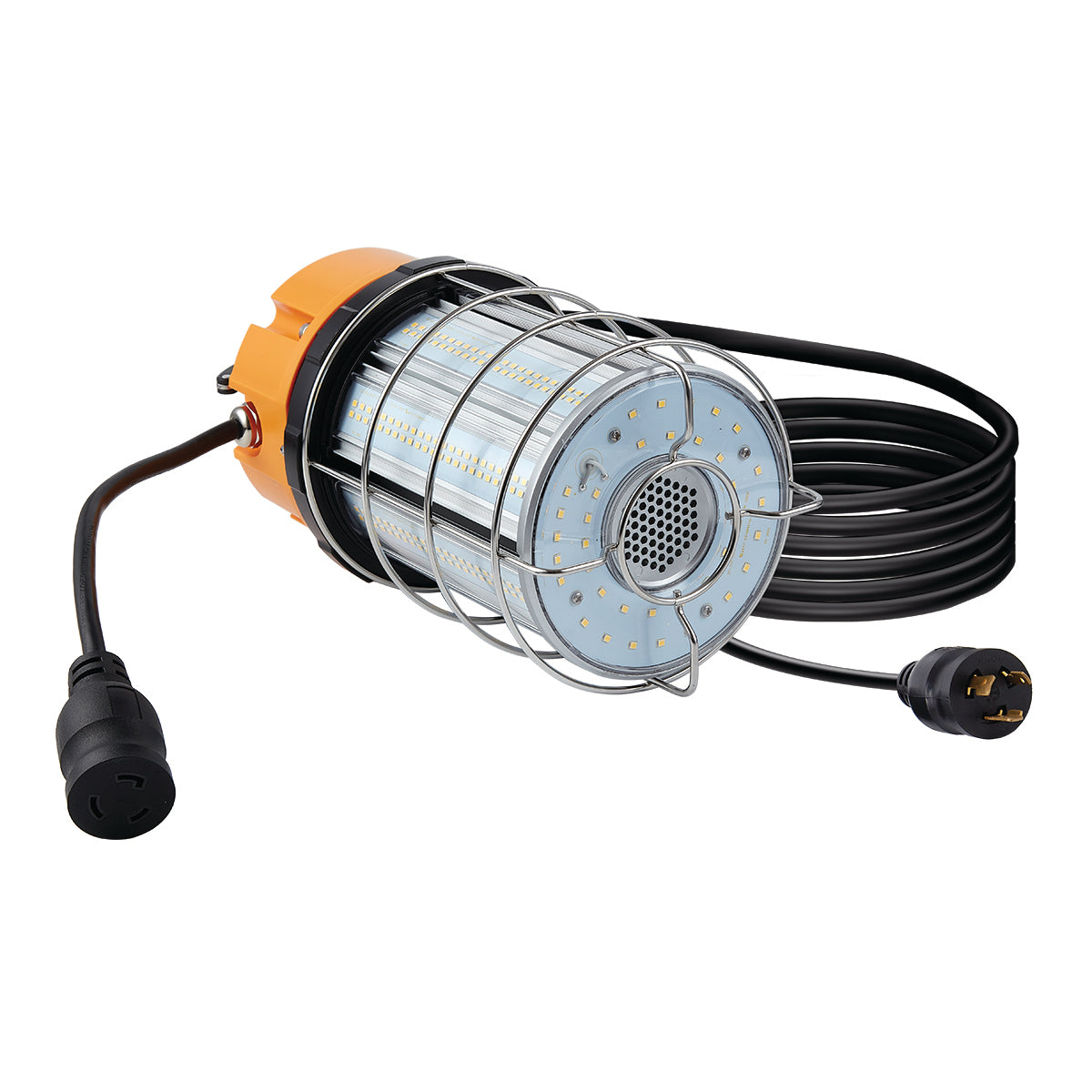 LED light fixture with cable on a white background