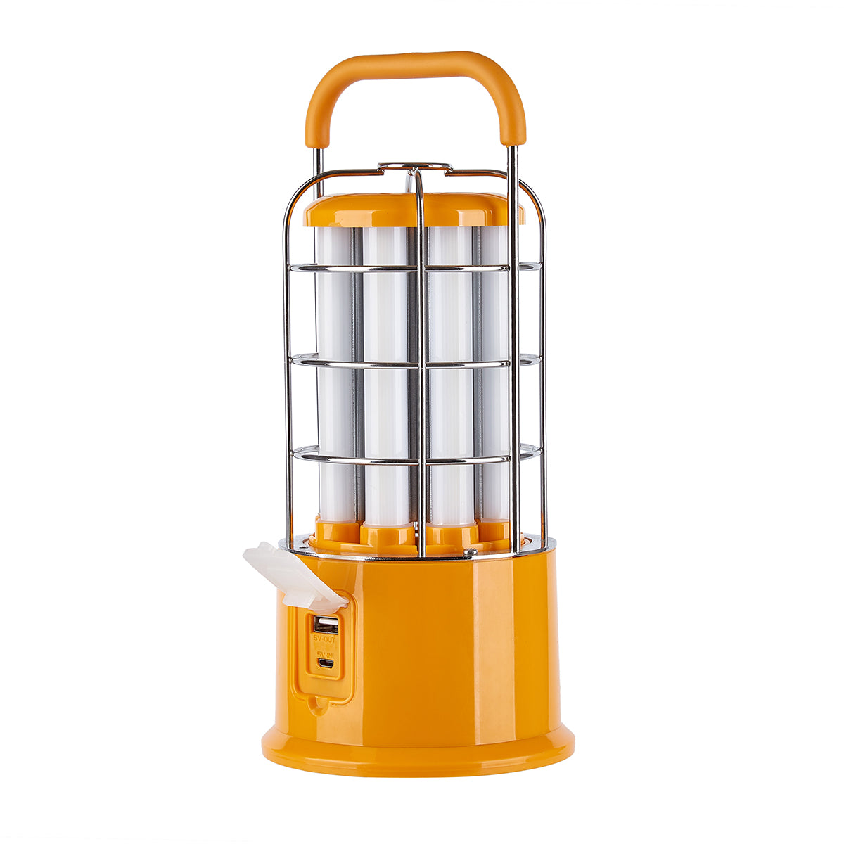 Yellow lantern with a handle on a white background