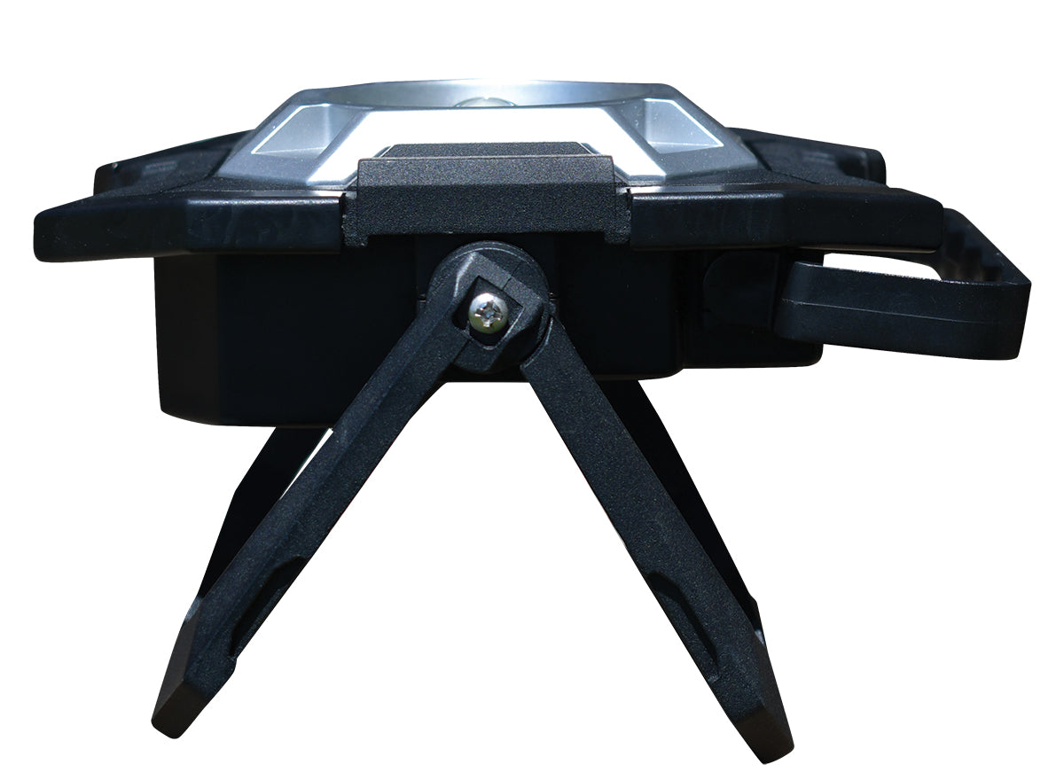 Black metal stand with a clear plastic cover on a white background