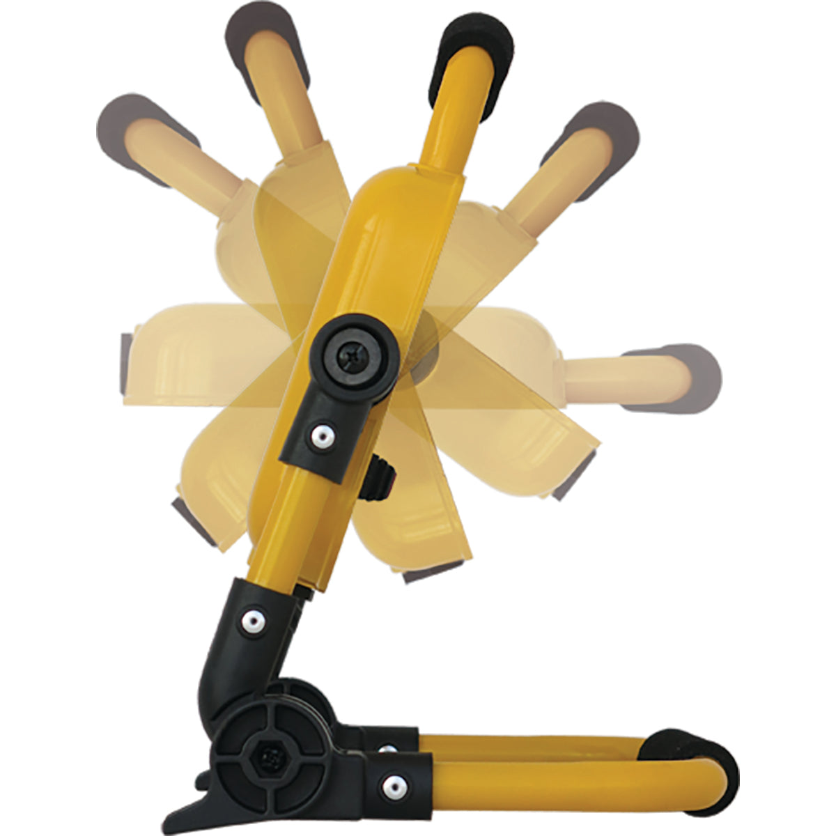 Yellow and black adjustable stand on a white background