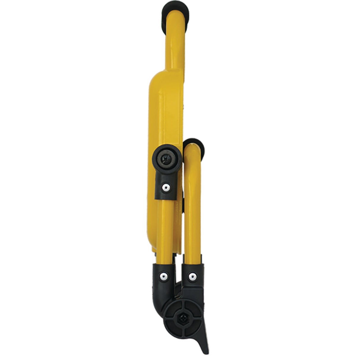 Yellow and black adjustable stand on a white background