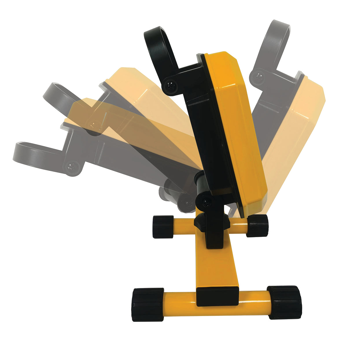 Yellow and black adjustable stand on a white background