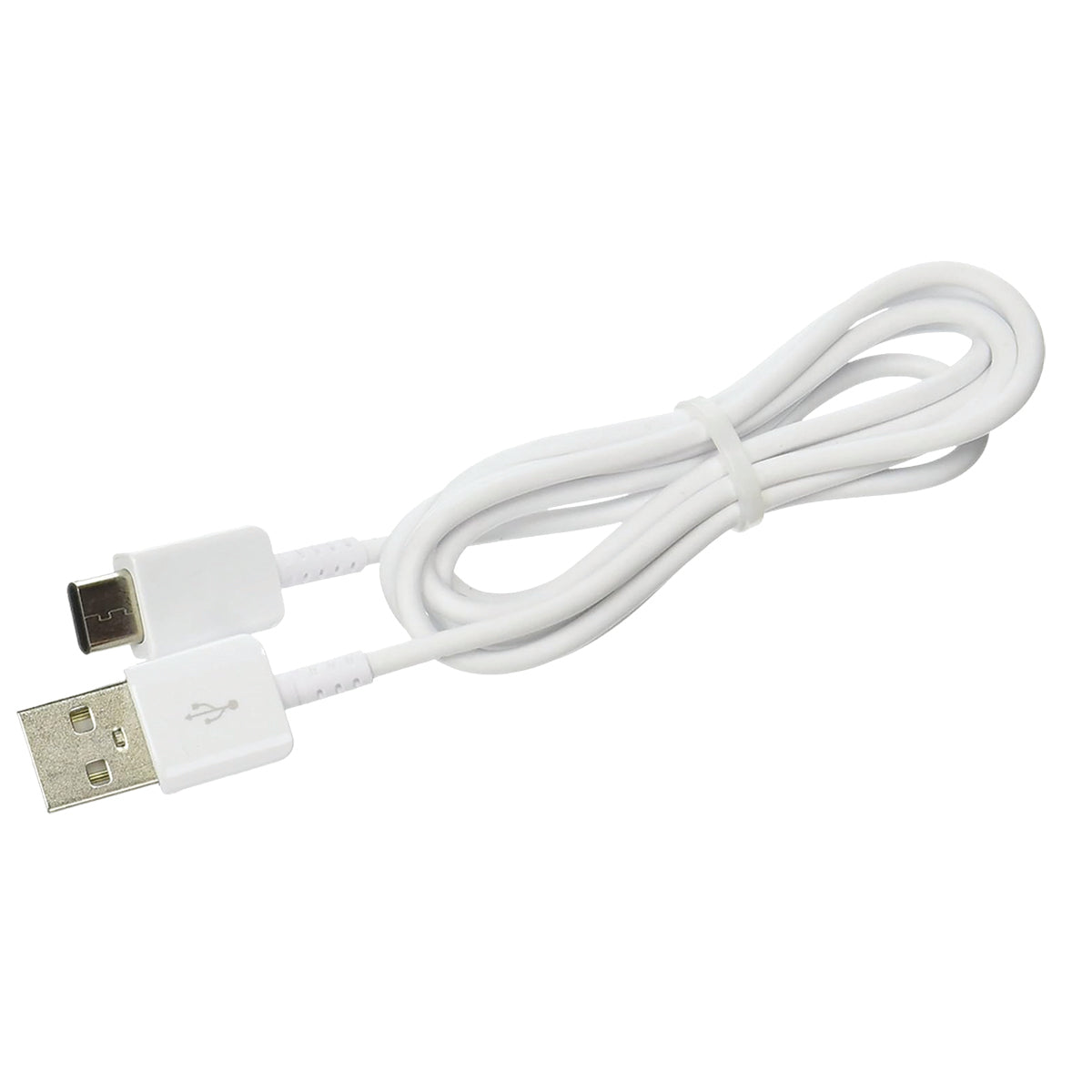White USB cable on a white background