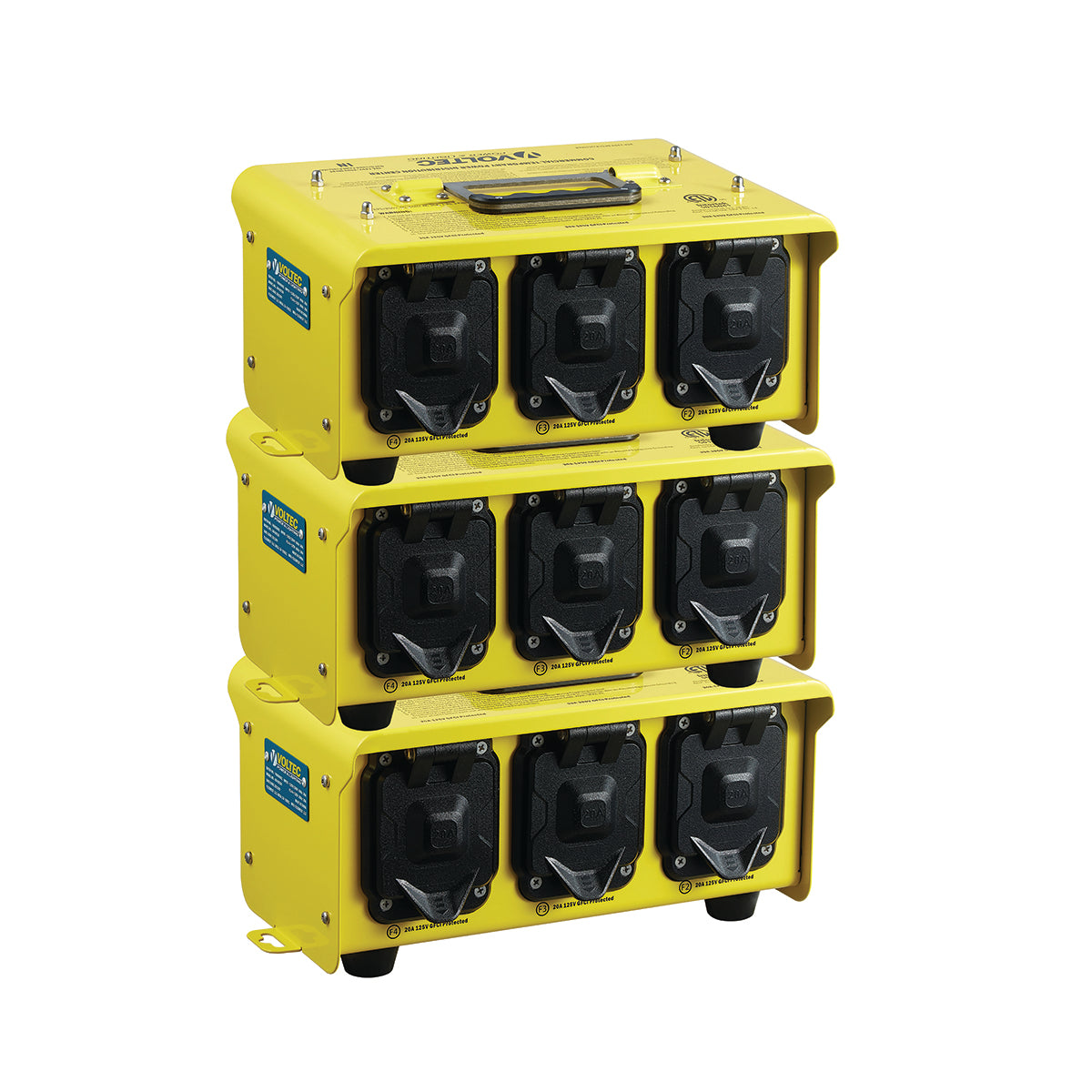 Voltec 4 GFCI Temporary Power Box with Locking Receptacles – Heavy-Duty Portable Power