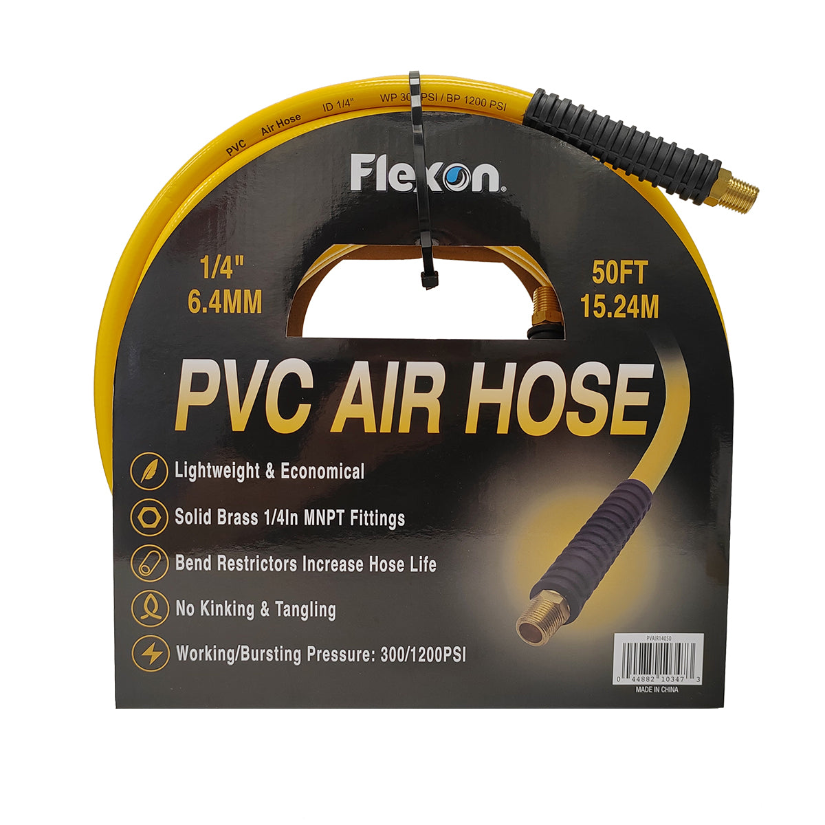 PVC air hose coiled in packaging