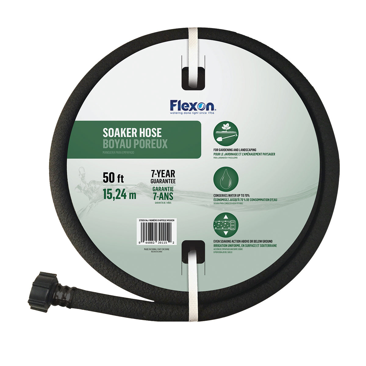 Flexon 50ft Soaker Hose for Garden & Landscaping – Heavy-Duty, Kink-Resistant Drip Irrigation Hose – Saves Water, Delivers Deep Root Hydration – Flexible & Easy to Install