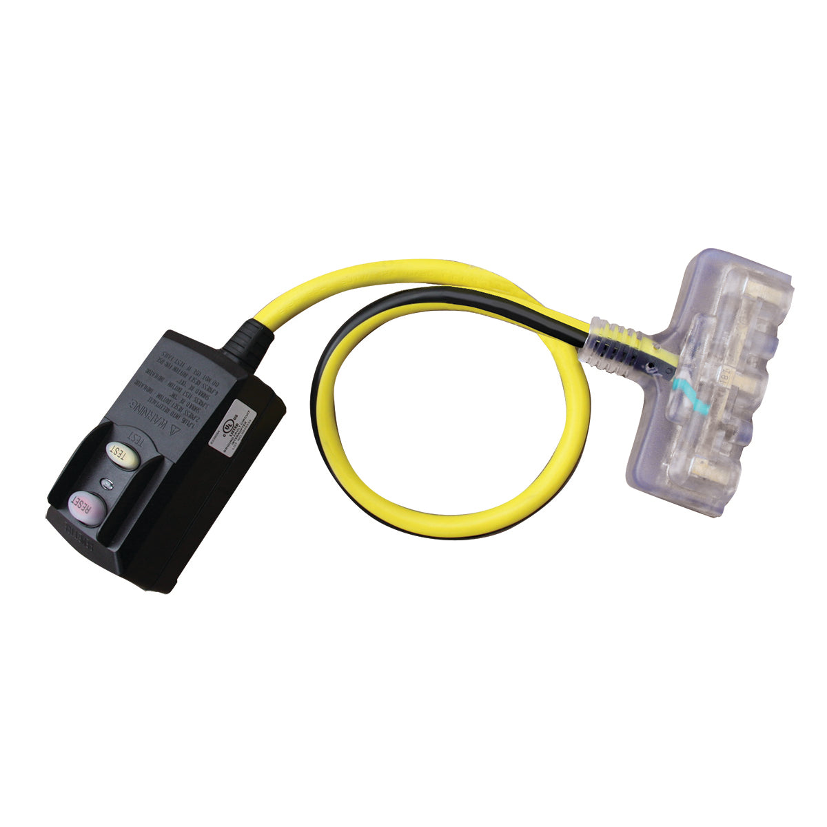 Adaptador GFCI de ángulo recto de 15 amperios con extremo iluminado - calibre 12