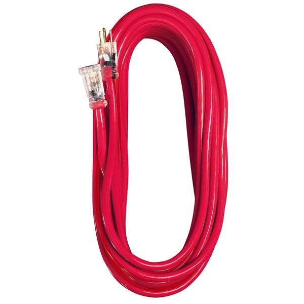 Cables de extensión rojos 12/3 SJTW con extremo iluminado