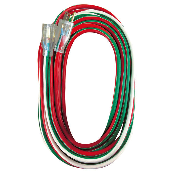 Voltec 12/3 SJTW Red, White & Green Extension Cords – Heavy-Duty