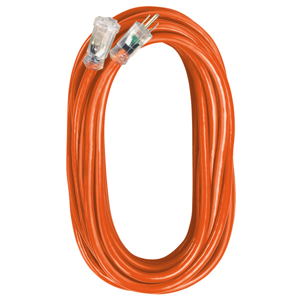 Cables de extensión 14/3 SJTW naranja y negro con extremos iluminados