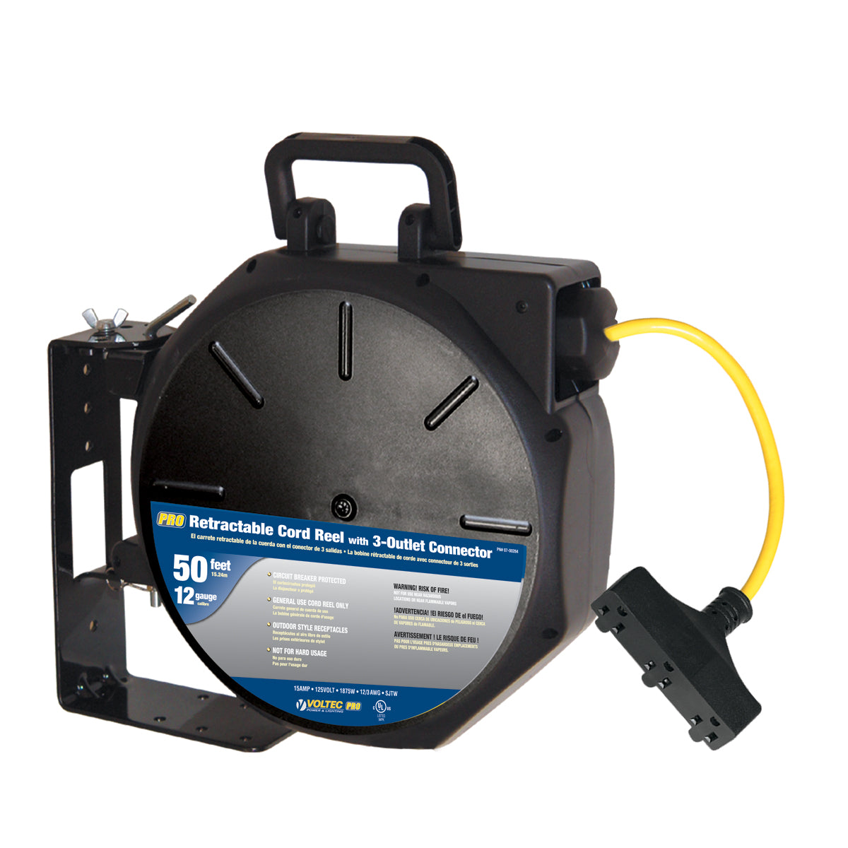 50ft 3-Outlet Retractable Cord Reels