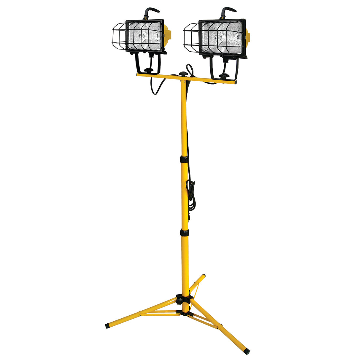 yellow tripod work light on white background