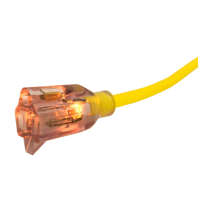 Cables de extensión amarillos 12/3 SJTW con extremo iluminado